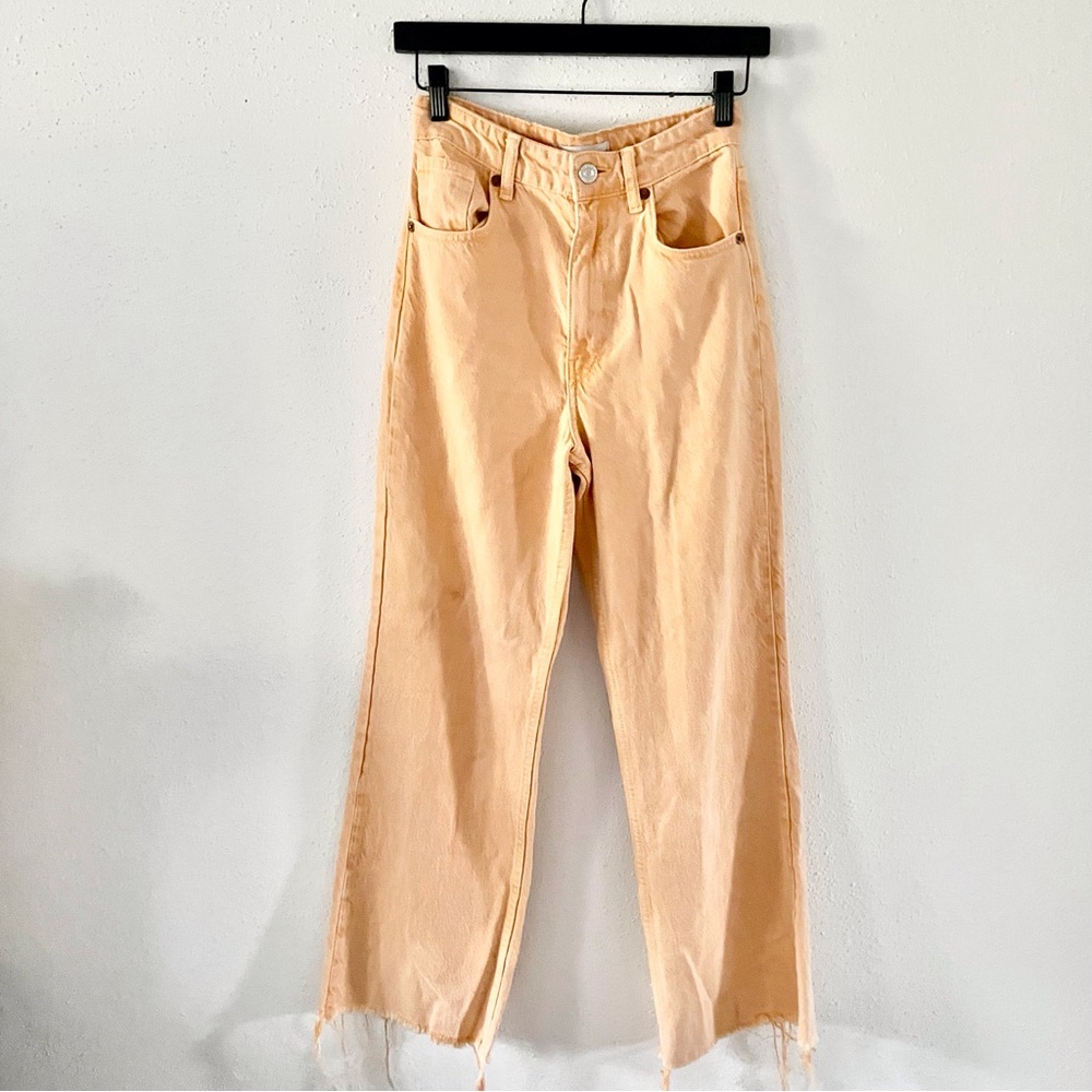 ZARA Women's Size 2 Orange Wash High Rise Full Length Straight Leg Denim Jeans
